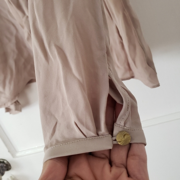 PARKER silk earth tone longsleeve ruffle lapel blouse XS - Picture 8 of 10